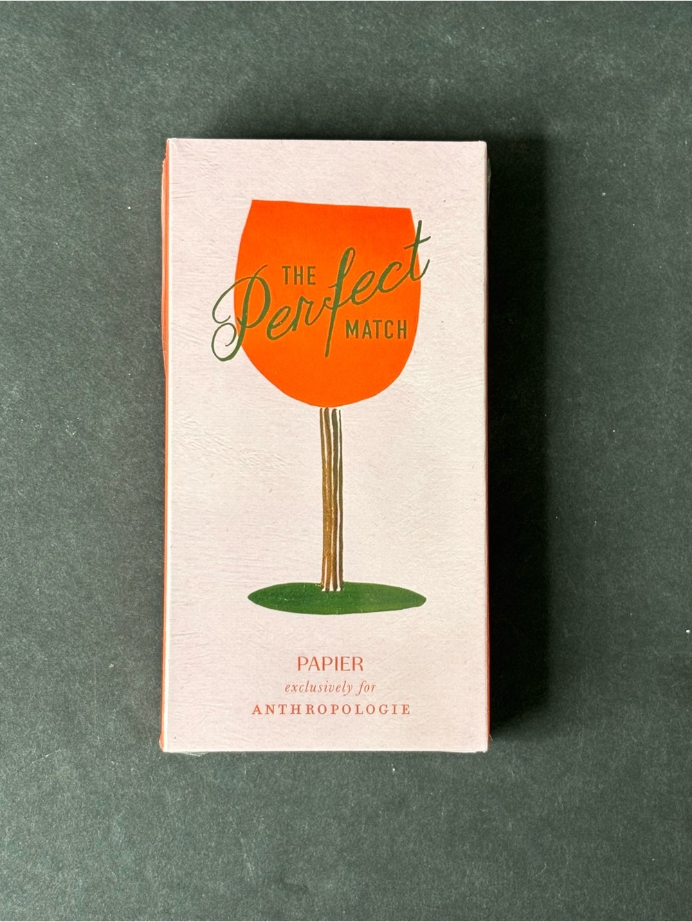 Anthropologie X Papier “The Perfect match” Wine Glass matchbox NEW